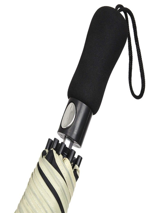 Filloxy Large Automatic button Umbrella, 56-inch Double Layer with Reflective Stripe Big canopy, 8 Ribs Windproof Design Heavy Material, Black - Image 4